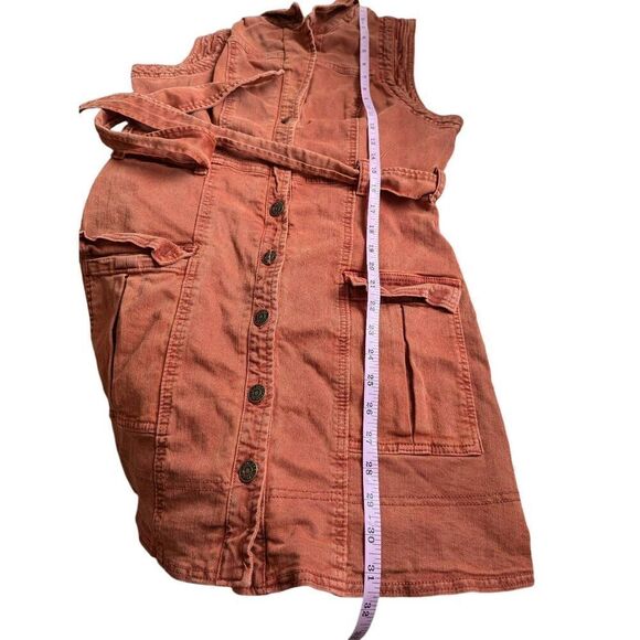 Anthropologie Pilcro terracotta button front denim mini dress US 0 - Picture 7 of 8